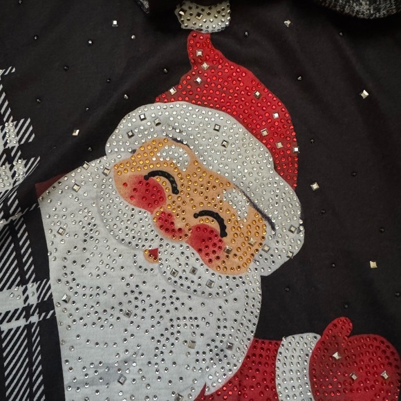 Onque Casual Woman's Graphic Sequined Bling Dress Peeking Santa Teacher Plus 2X - Picture 4 of 7